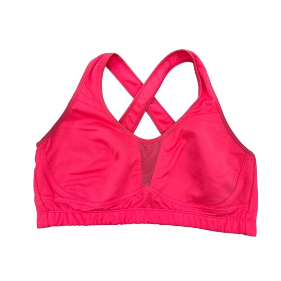 Saucony Womens Curve Crusader Athletic Sport Bra Size 38C Hot Pink Crossback - Picture 1 of 8
